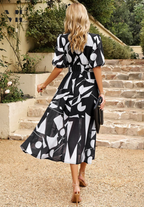 Luna | Floral Midi Dress | Puff Sleeves, Flattering Fit
