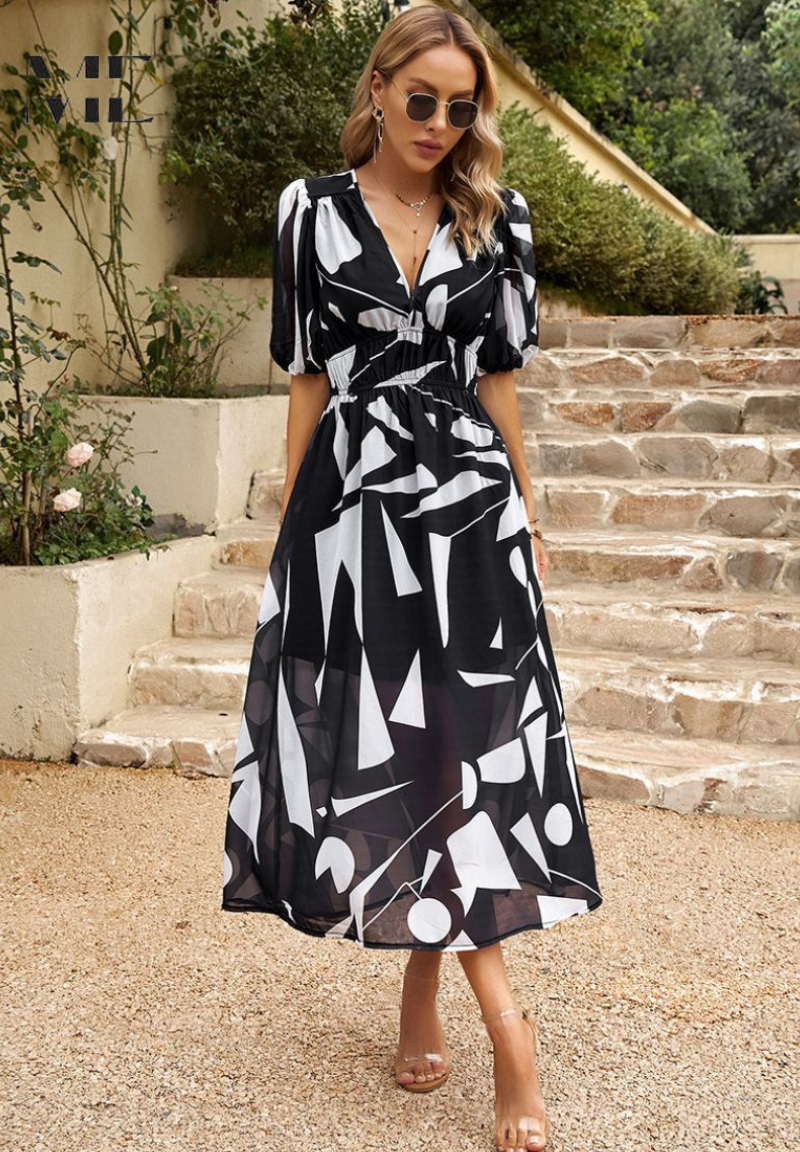 Luna | Floral Midi Dress | Puff Sleeves, Flattering Fit