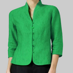 Marlow | Women's Stand-Collar Blouse | Button-Front, 3/4 Sleeve | Multi-Color