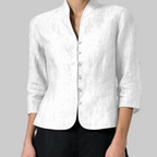 Marlow | Women's Stand-Collar Blouse | Button-Front, 3/4 Sleeve | Multi-Color