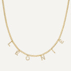 Esma | Personalized Zirconia Letter Necklace Cuban Link Chain