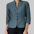 Marlow | Women's Stand-Collar Blouse | Button-Front, 3/4 Sleeve | Multi-Color