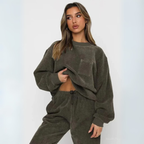 Women Corduroy Sweatset Relaxed Fit 2 Piece Lounge Set