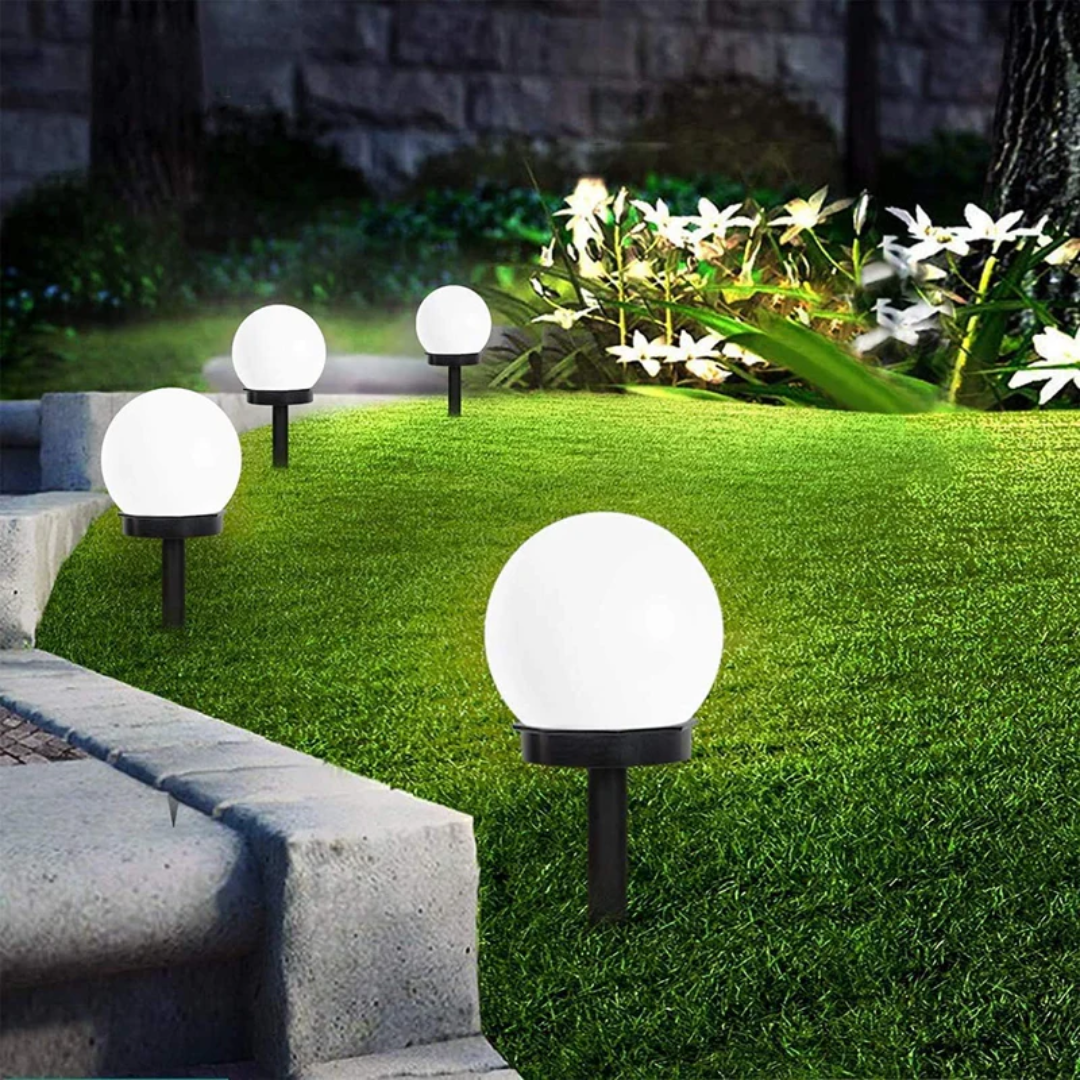 Thalia | Solar Garden Lights | 3-Pack LED Orbs, Waterproof, White Light