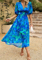 Luna | Floral Midi Dress | Puff Sleeves, Flattering Fit