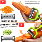 Alba | Vegetable Peeler 3-in-1 | Julienne Slicer & Peeler | Ergonomic Kitchen Tool