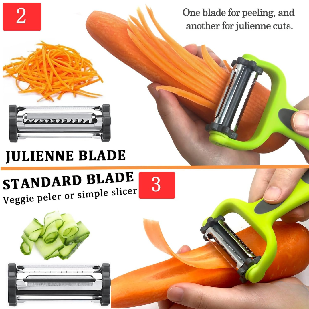 Alba | Vegetable Peeler 3-in-1 | Julienne Slicer & Peeler | Ergonomic Kitchen Tool