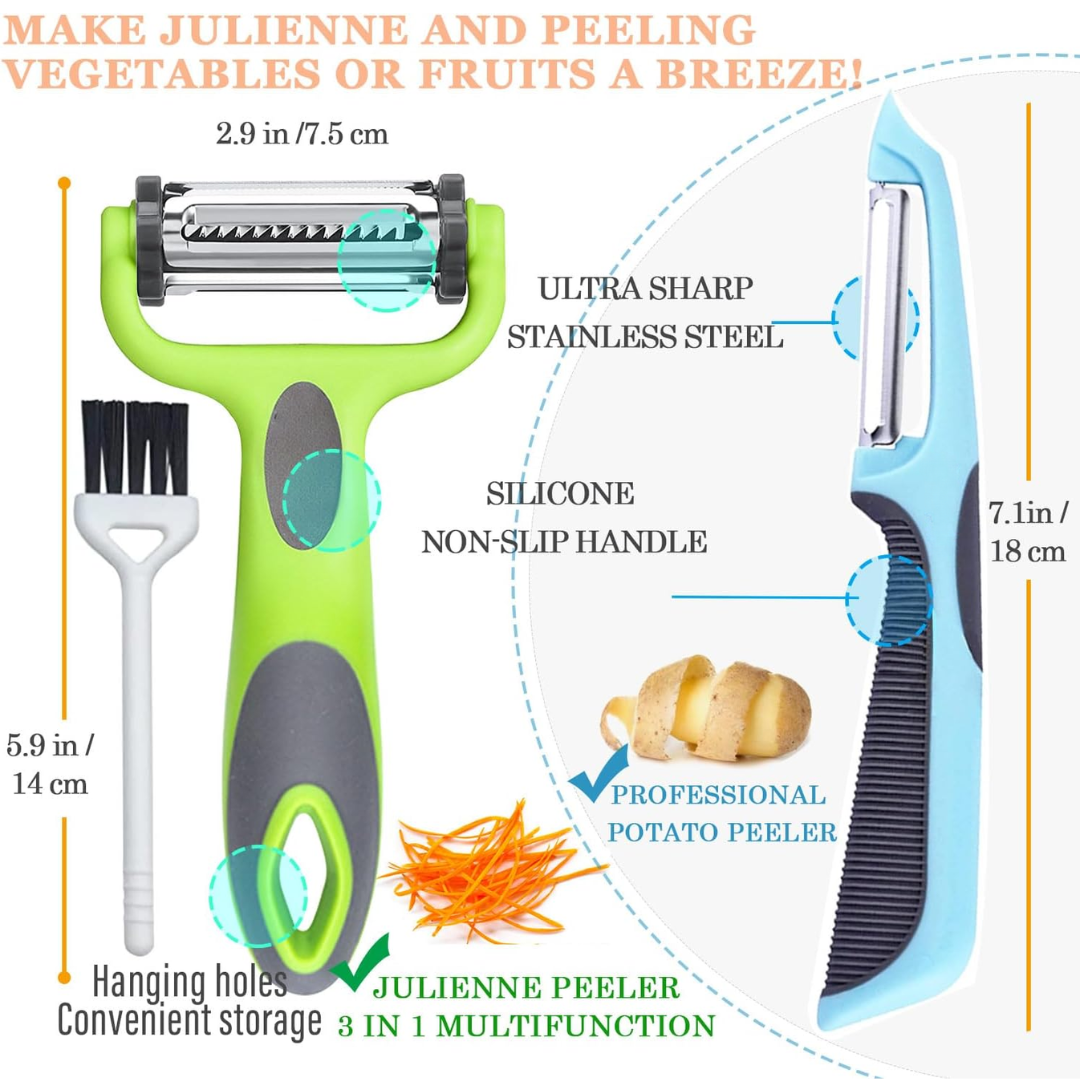 Alba | Vegetable Peeler 3-in-1 | Julienne Slicer & Peeler | Ergonomic Kitchen Tool