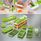 Wenna | Vegetable Chopper 12-in-1 | White & Green, Stainless Steel Blades