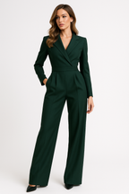 Perla | Women's Jumpsuit | Long Sleeve, Wrap Style | Office & Evening