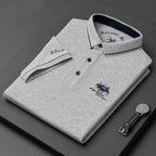 Men Polo Shirt Short Sleeve Embroidered Button Placket