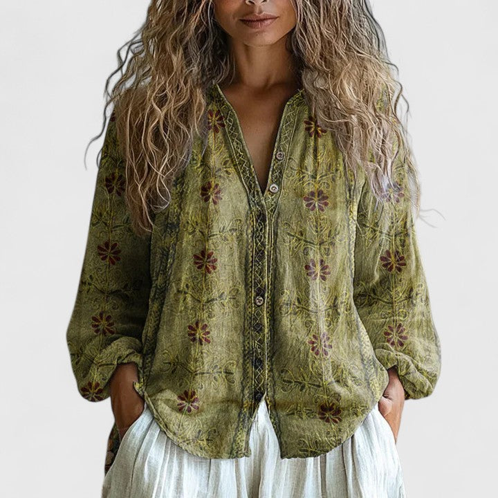 Zelda | Women Blouse Retro Leaf Print