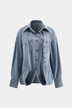 Women Denim Shirt Oversized Button Down