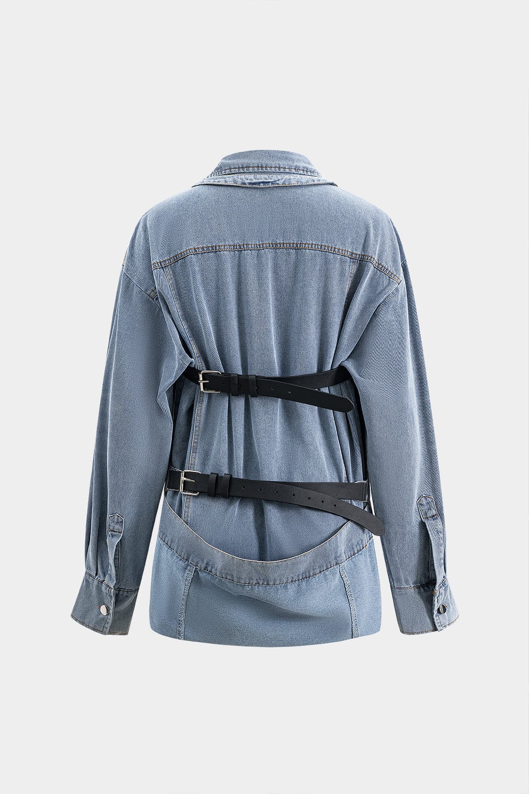 Women Denim Shirt Oversized Button Down