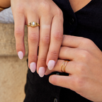 Women 18K gold plated stainless steel band ring hypoallergenic waterproof