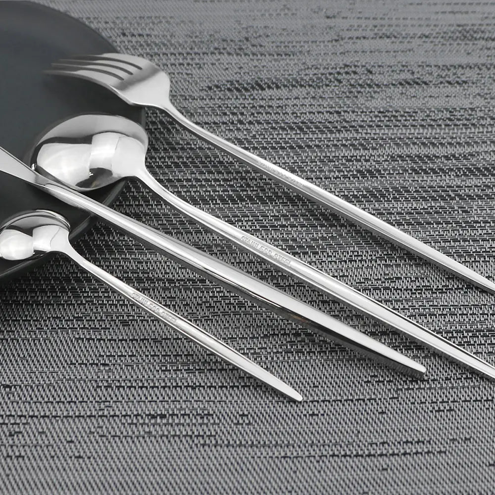 Kira | Cutlery Set 24 Piece | Stainless Steel, Gold Accent | Black, White, Rose