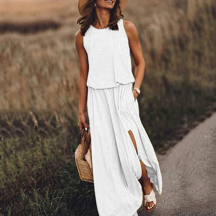 White Maxi Dress Women Flowy Lightweight Summer | Kaia