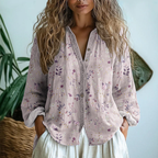 Luna | Women's Linen Button-Down Blouse | Long Sleeve