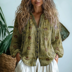 Luna | Women's Linen Button-Down Blouse | Long Sleeve