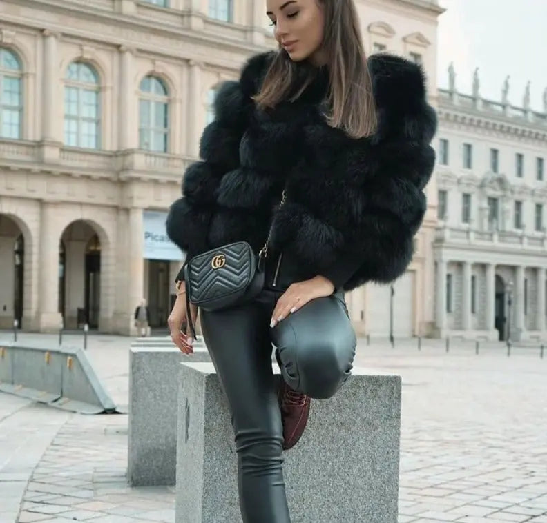 Della | Faux Fur Coat | Women's Glamour Jacket | Soft, Animal-Friendly