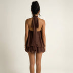 Mini Dress Women Sleeveless Straight Cut Tie Back Casual Summer