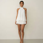 Mini Dress Women Sleeveless Straight Cut Tie Back Casual Summer