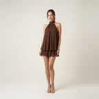 Mini Dress Women Sleeveless Straight Cut Tie Back Casual Summer
