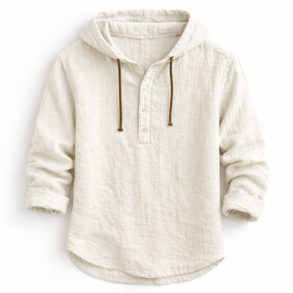 Orla | Men's Linen Shirt | Relaxed Fit, Drawstring Hood | Lightweight