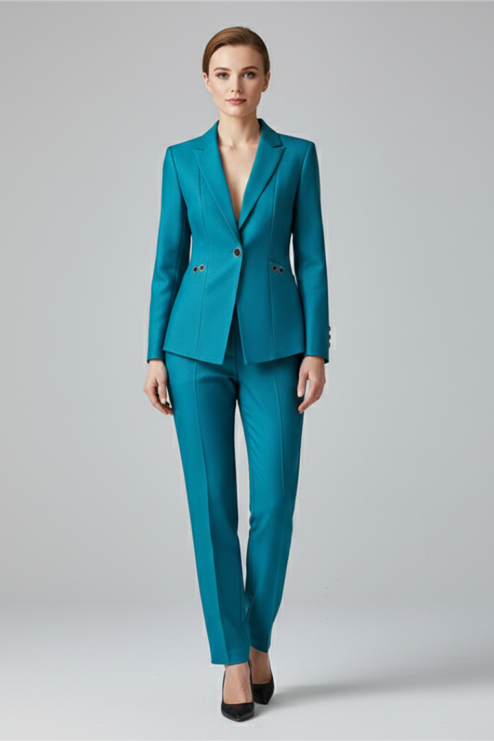 Willa | Women's Blazer Set | One Button, Straight Trousers | Smart Casual