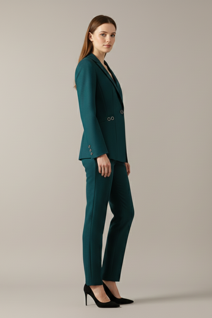 Willa | Women's Blazer Set | One Button, Straight Trousers | Smart Casual