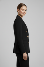 Women Double Breasted Blazer Gold Tone Buttons