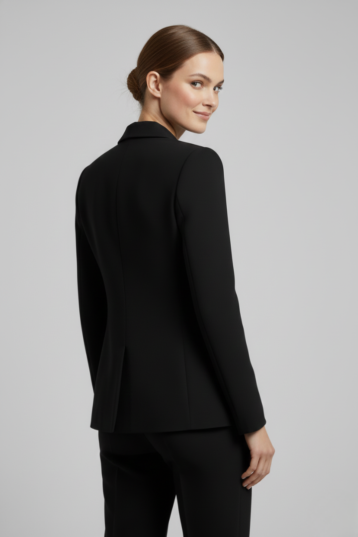 Women Double Breasted Blazer Gold Tone Buttons