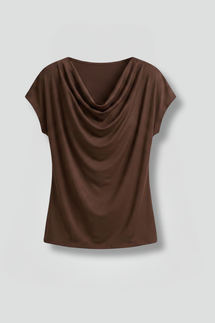 Aria | Women's Blouse | Cowl Neck, Draped Front, Short Sleeve | S–5XL