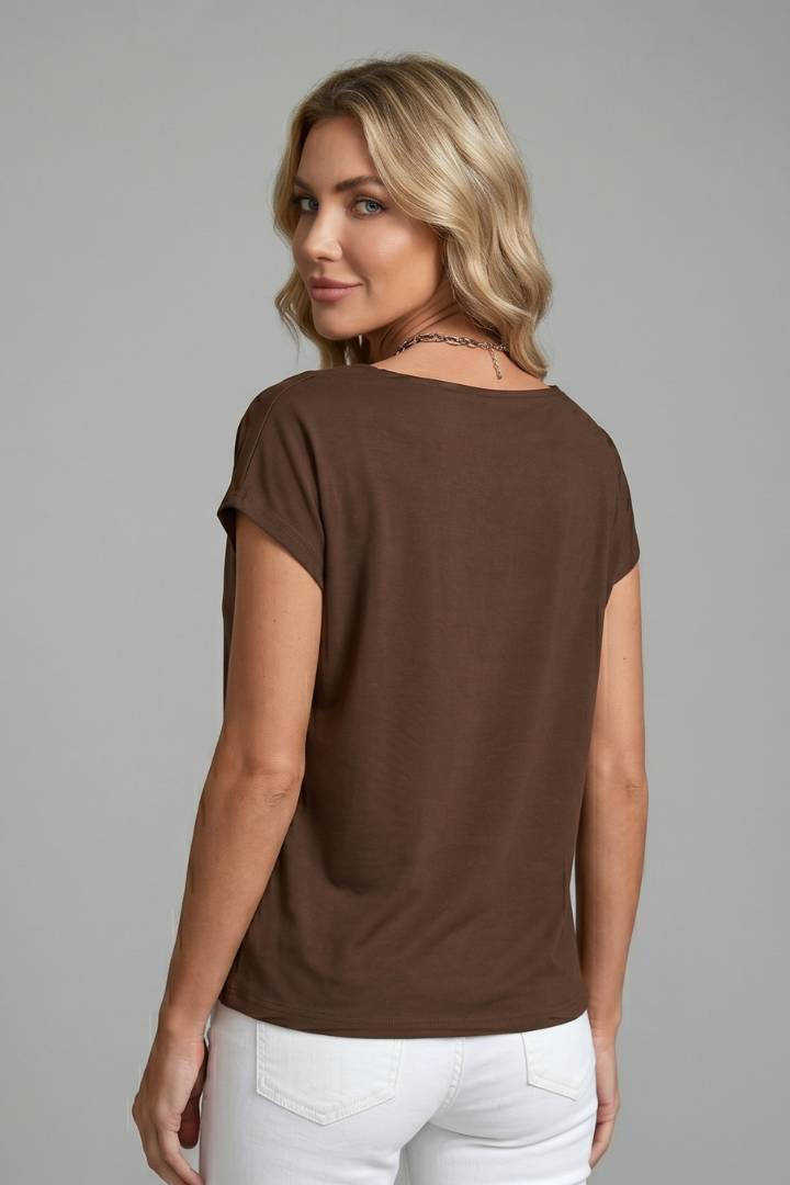 Aria | Women's Blouse | Cowl Neck, Draped Front, Short Sleeve | S–5XL