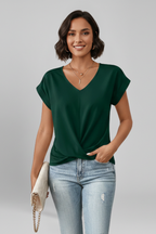 Women's Blouse | V-Neckline, Short Sleeve, Relaxed Fit | Kira