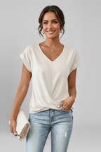 Women's Blouse | V-Neckline, Short Sleeve, Relaxed Fit | Kira