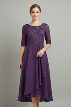 Cora | Women's Midi Dress | Round Neck, Short Sleeve | Loose Fit
