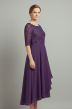 Cora | Women's Midi Dress | Round Neck, Short Sleeve | Loose Fit