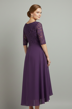Cora | Women's Midi Dress | Round Neck, Short Sleeve | Loose Fit