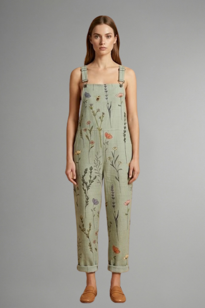 Luna | Women's Wide Leg Jumpsuit | Green, Square Neckline, Adjustable Straps