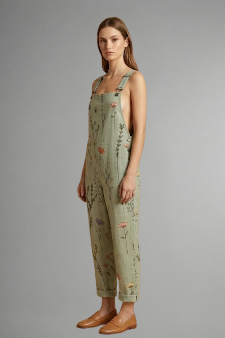 Luna | Women's Wide Leg Jumpsuit | Green, Square Neckline, Adjustable Straps