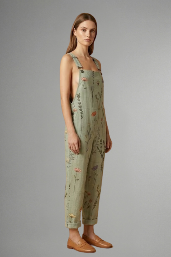 Luna | Women's Wide Leg Jumpsuit | Green, Square Neckline, Adjustable Straps
