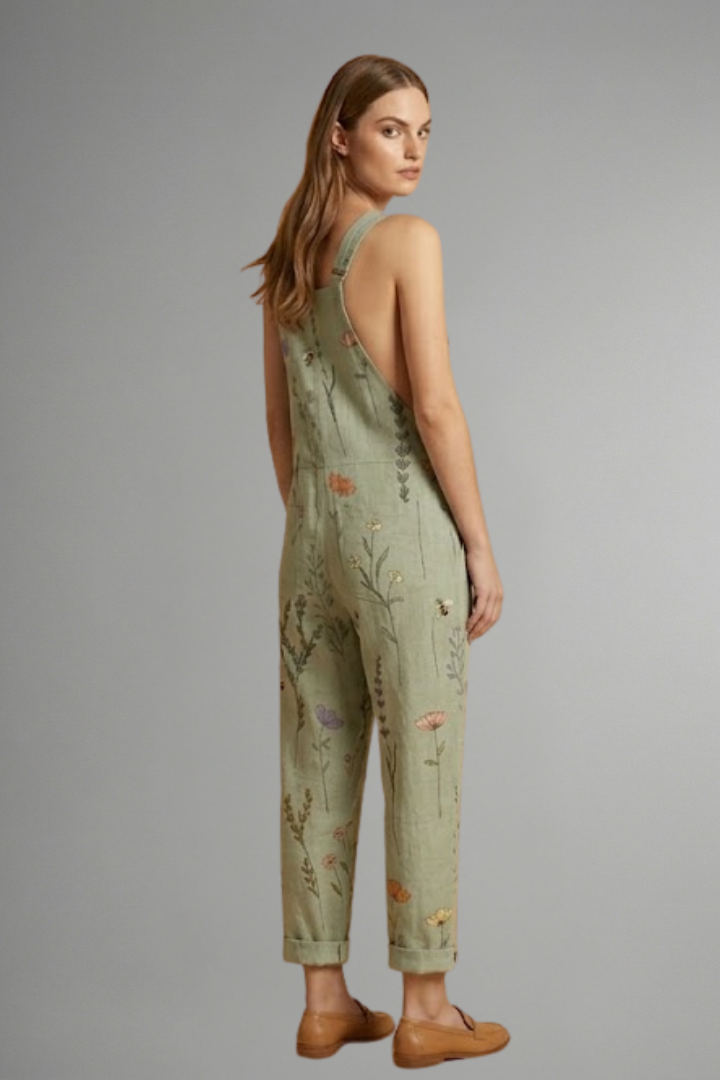 Luna | Women's Wide Leg Jumpsuit | Green, Square Neckline, Adjustable Straps