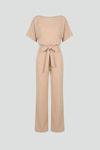 Nina | Women's Jumpsuit | Wide Leg, Belt, Short Sleeve | Full Length