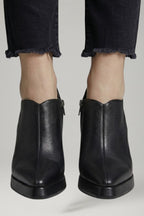 Women Leather Platform Block Heel Pumps Side Zip
