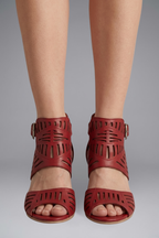 Anneke | Women's Leather Sandals | Block Heel, Ankle Strap | Open Toe