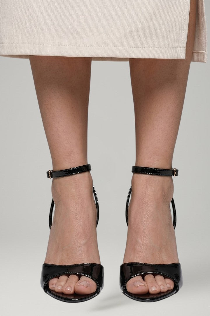 Willa | Women's Leather Sandals | Open Toe, Ankle Strap, Cone Heel
