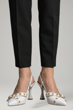 Women Leather Sandals Pointed Toe Stiletto Heel Buckle
