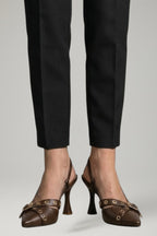 Women Leather Sandals Pointed Toe Stiletto Heel Buckle