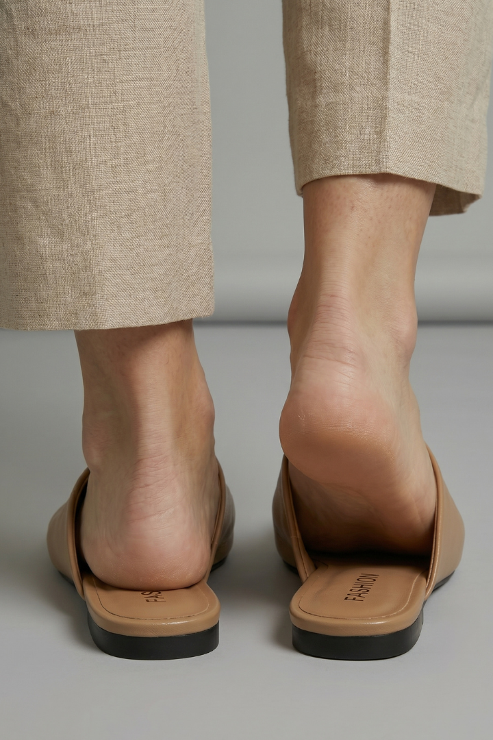 Women Sandals Square Toe Slip On Flat